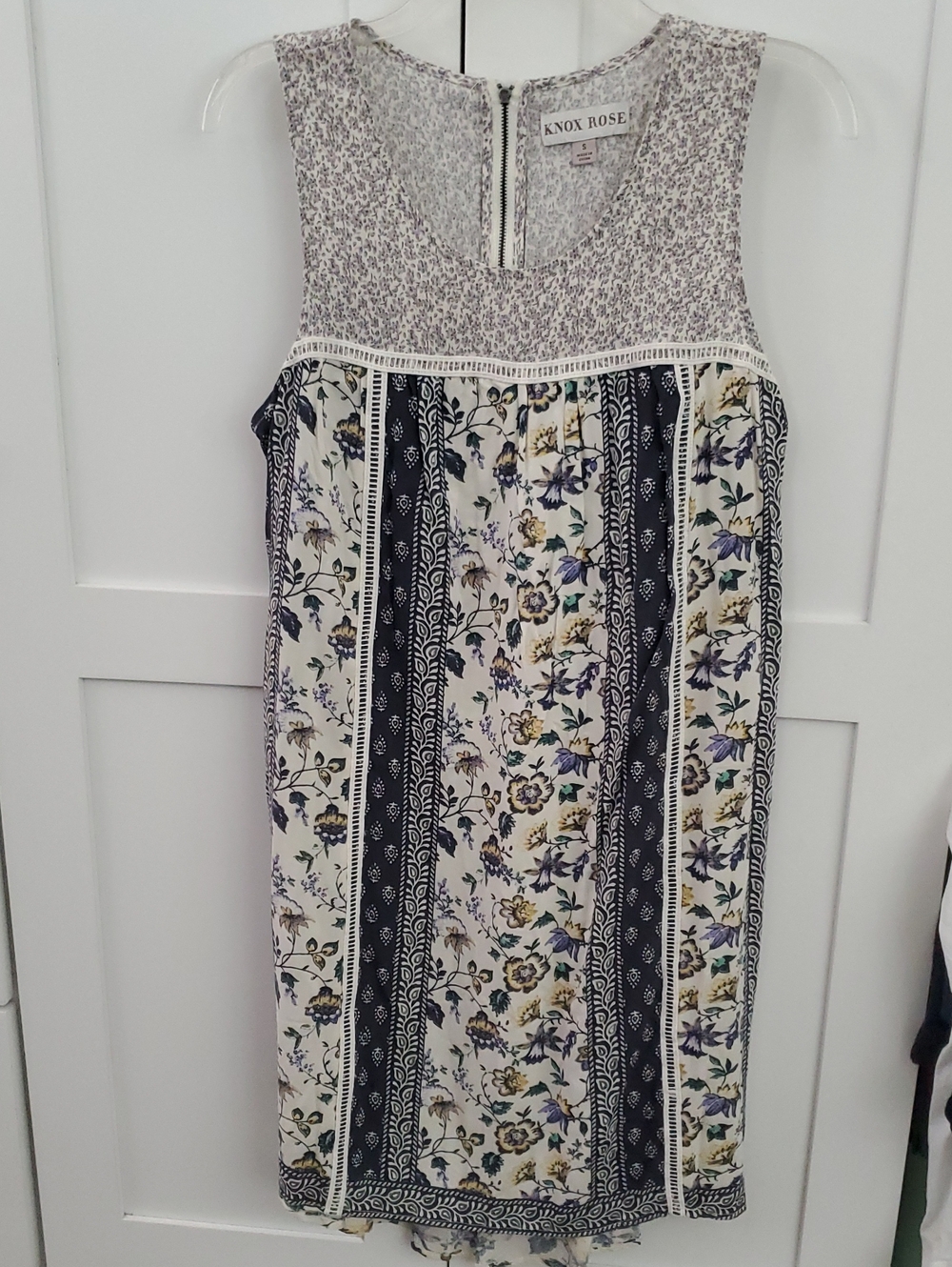 Knox Rose Cream and Navy Floral Sleeveless Dress